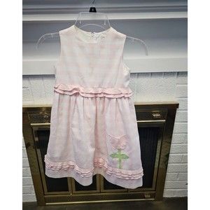 Florence Eiseman Tulip Pocket Pink Checked Lined Dress Size 5 EUC